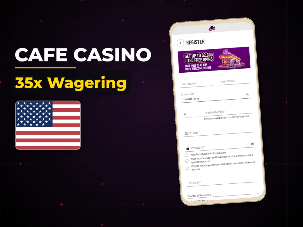 Cafe Casino - 35x Wagering